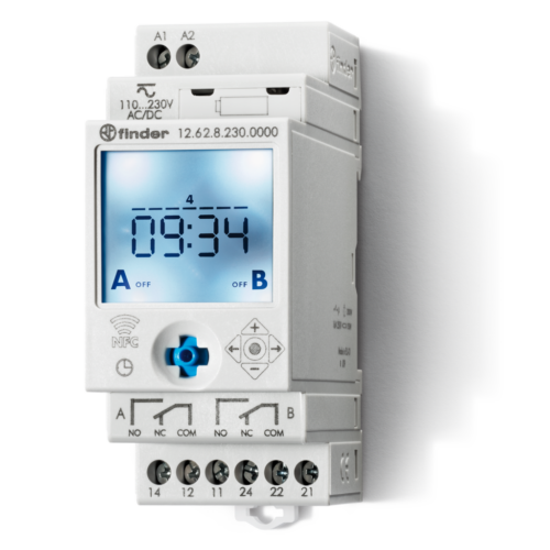 Finder TIMESWITCH, DIGITAL, 7 DAY,1min SET INTERVAL, 2CO16A@250VAC,110-230VAC/DC