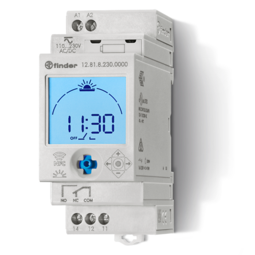 Finder TIMESWITCH, DIGITAL, ASTRONOMIC, NFC, 24hr,1CO16A@250VAC, 230VAC