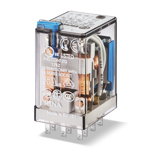 Finder Type 55.33 RELAY 12VDC, LED & TEST BUTTON, 3 CO 10A@250VAC