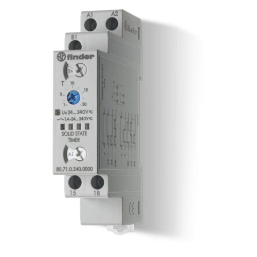 Finder TIMER MULTIFUNCTION (AI,DI,SW,BE,CE,DE), 0.1s - 24h, SSR/1A,12-240VAC/DC
