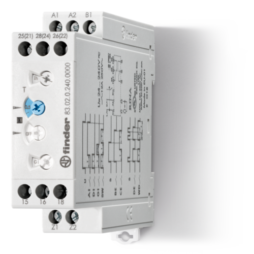 Finder TIMER MULTI (AI,DI,GI,SW,BE,CE,DE,WD), 2CO 16A@250VAC, 24-240VAC/DC, EXT POT