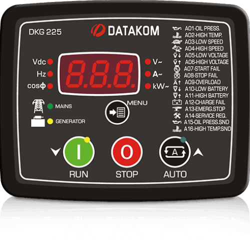 DATAKOM DKG-225 AMF Controller with Battery Charger – 133x107mm, 12VDC
