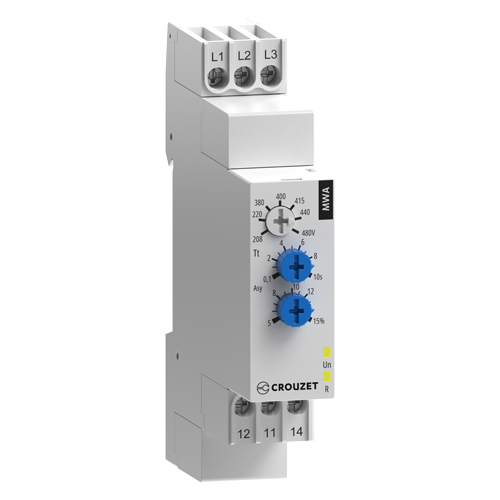 Crouzet MWU Phase Monitoring Relay – Sequence, Fail, Undervoltage, SPDT, 208-480VAC