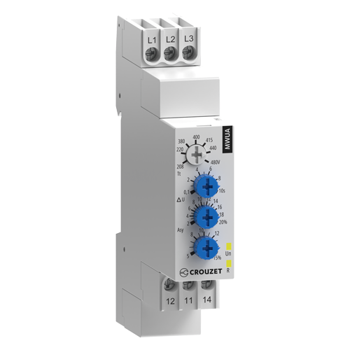 Crouzet MWUA Phase Monitoring Relay – Sequence, Fail, Asymmetry, Voltage, SPDT